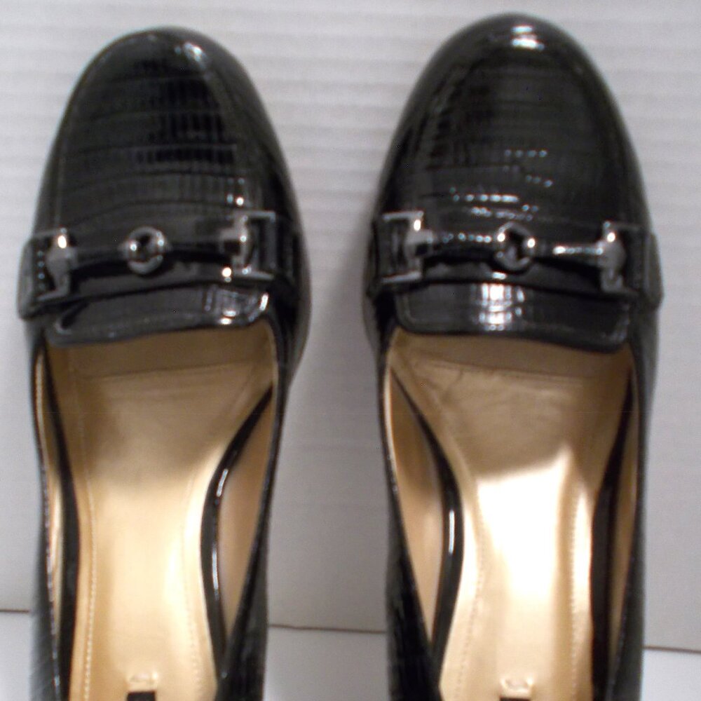 Alex Marie Black Patent Leather Loafer Style Women's 3" High Heels, Size 10M